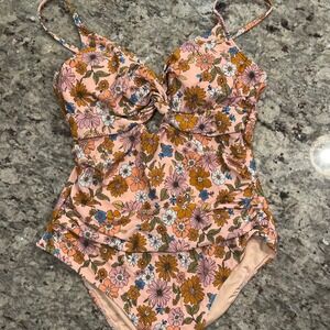 Cupshe One Piece Swimsuit Floral Tummy Control Twist Front Bathing Suit